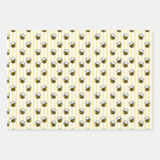 Cute Bumble Bee Seamless Pattern Wrapping Paper Sheets