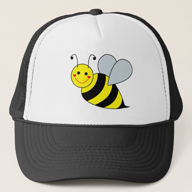 Cute Bumble Bee Smile Trucker Hat (Front)