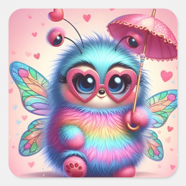 Cute Bumble Bee Square Sticker (Front)
