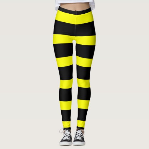 Cute Bumble Bee Stripes Yellow and Black Costume Leggings