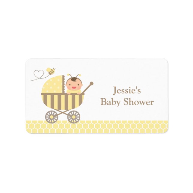 Cute Bumble Bee Stroller Baby Shower Labels (Front)