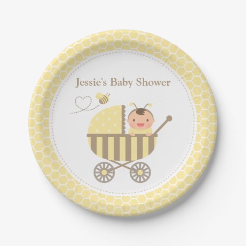 Cute Bumble Bee Stroller Baby Shower Supplies Paper Plates