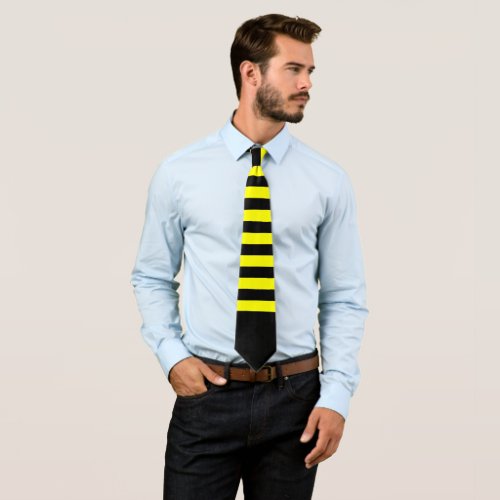 Cute Bumble Bee Style Black Yellow Stripes Pattern Neck Tie