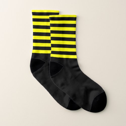 Cute Bumble Bee Style Black Yellow Stripes Pattern Socks