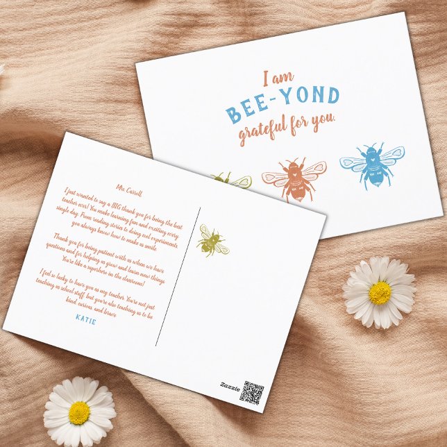 Cute Bumble Bee Thank You Appreciation Postcard (Creator Uploaded)