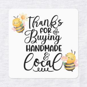 Cute bumble bee thanks for buying handmade & local labels
