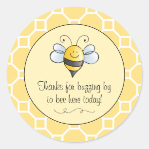 Cute Bumble Bee Thanks for Buzzing By Yellow Black Classic Round Sticker
