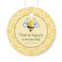 Cute Bumble Bee Thanks for Buzzing By Yellow Black Favor Tags