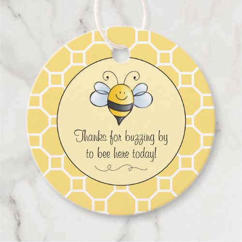 Cute Bumble Bee Thanks for Buzzing By Yellow Black Favor Tags