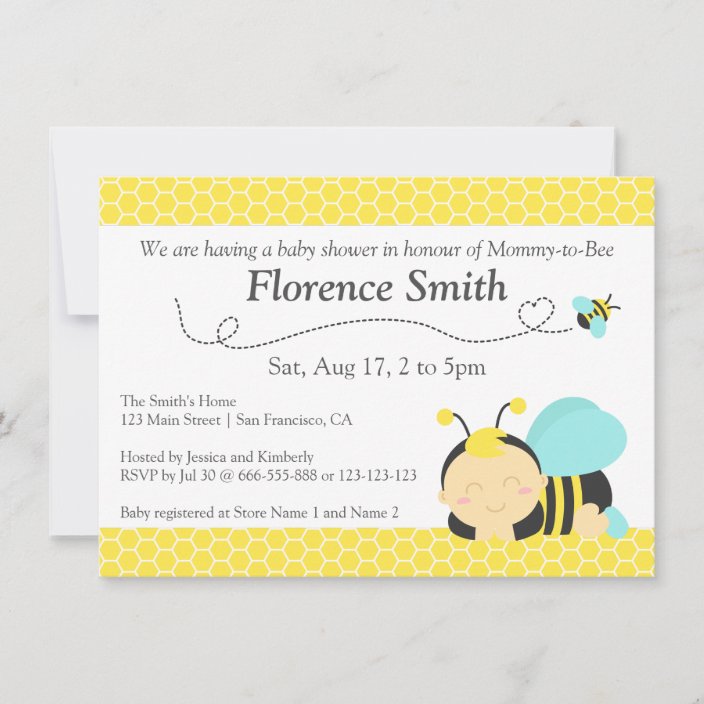 Cute Bumble Bee Theme Boy Baby Shower Invitation Zazzle Com