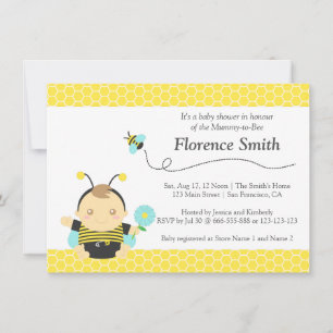 Cute Bumble Bee Theme, Boy Baby Shower Invitation