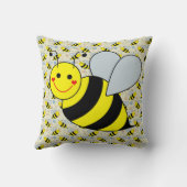 Cute Bumble Bee Throw Pillow (Back)