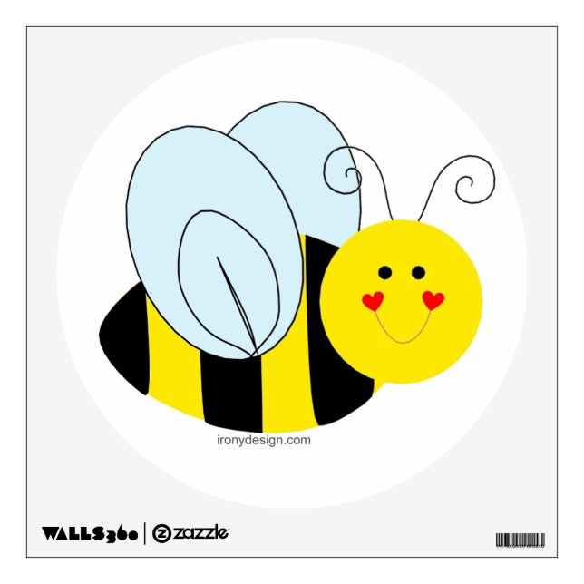 Cute Bumble Bee Wall Sticker (Front)