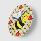Cute Bumble Bee with Numbers Round Clock (Angle)