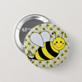 Cute Bumble Bee with Pattern Button (Front & Back)