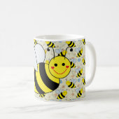 Cute Bumble Bee with Pattern Coffee Mug (Front Right)