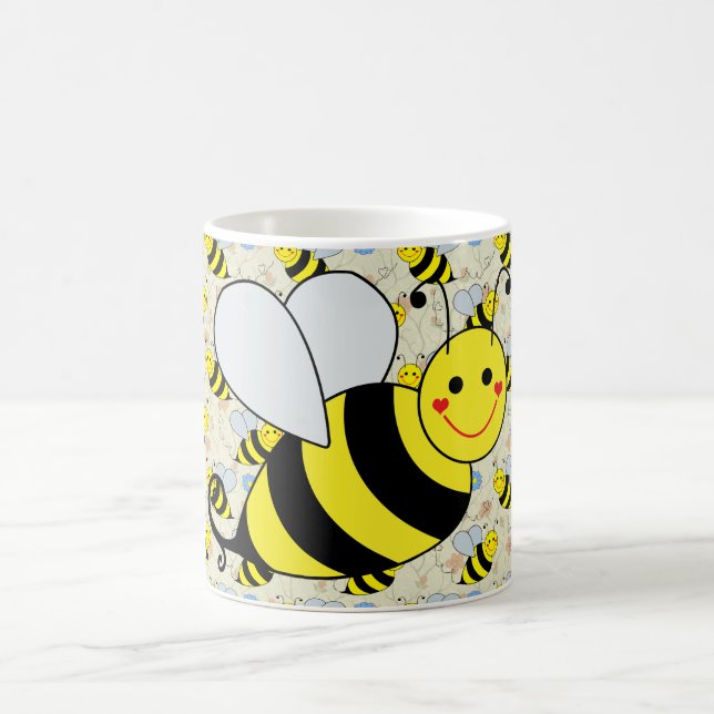 Cute Bumble Bee with Pattern Coffee Mug (Center)