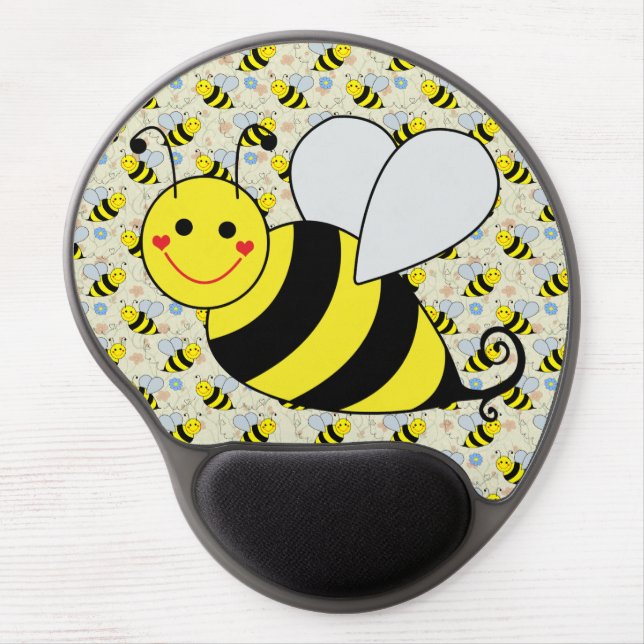 Cute Bumble Bee with Pattern Gel Mouse Pad (Front)