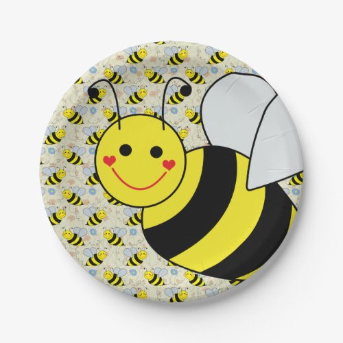 Cute Bumble Bee with Pattern Paper Plates