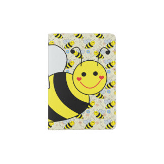 Cute Bumble Bee with Pattern Passport Holder