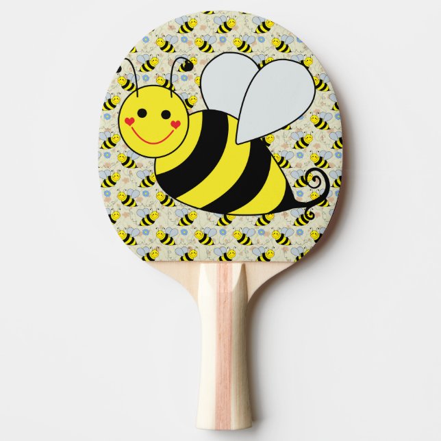 Cute Bumble Bee with Pattern Ping-Pong Paddle (Front)