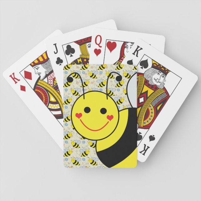 Cute Bumble Bee with Pattern Playing Cards (Back)