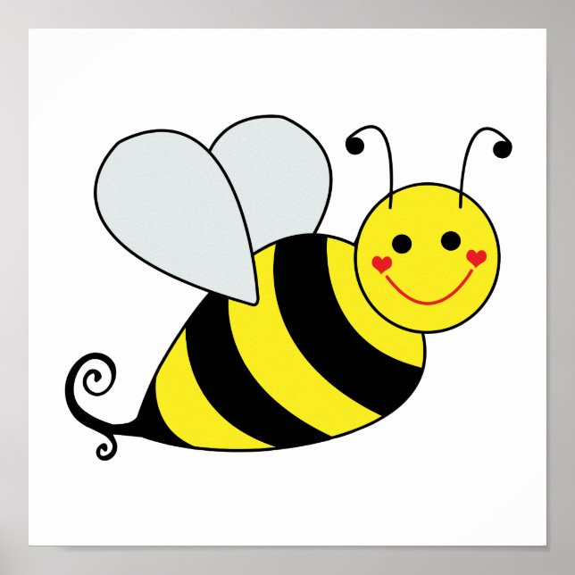 Cute Bumble Bee with Pattern Poster (Front)