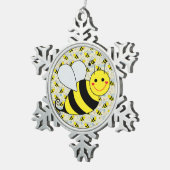 Cute Bumble Bee with Pattern Snowflake Pewter Christmas Ornament (Right)