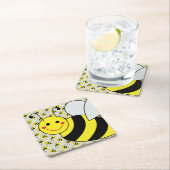 Cute Bumble Bee with Pattern Square Paper Coaster (Insitu)