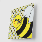 Cute Bumble Bee with Pattern Square Wall Clock (Angle)