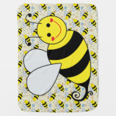 Cute Bumble Bee with Pattern Stroller Blanket (Front)