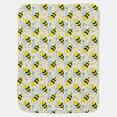 Cute Bumble Bee with Pattern Stroller Blanket (Back)