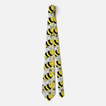 Cute Bumble Bee With Pattern Tie by ironydesigns at Zazzle