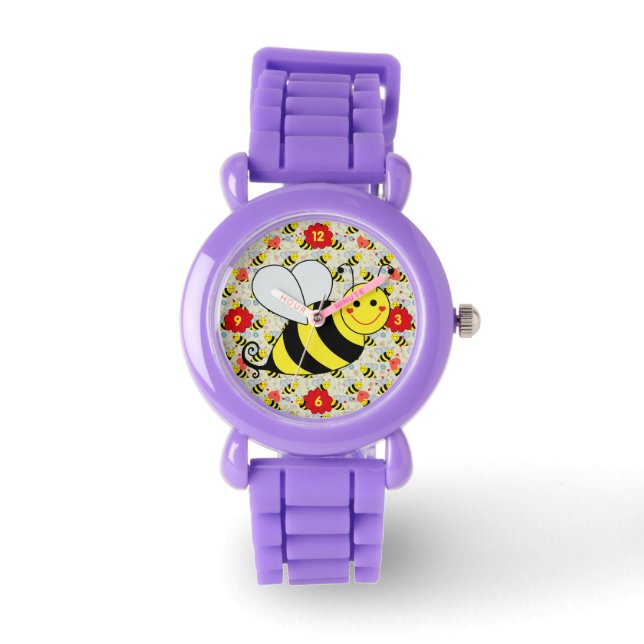 Cute Bumble Bee with Pattern Watch (Front)