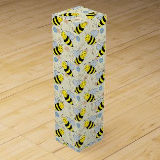 Cute Bumble Bee with Pattern Wine Gift Box