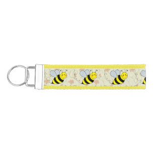 Cute Bumble Bee with Pattern Wrist Keychain