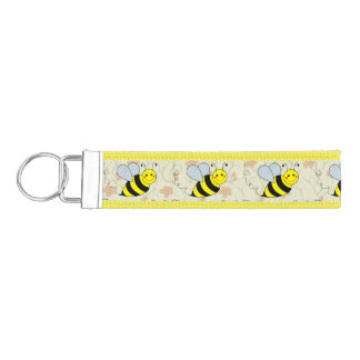 Cute Bumble Bee with Pattern Wrist Keychain