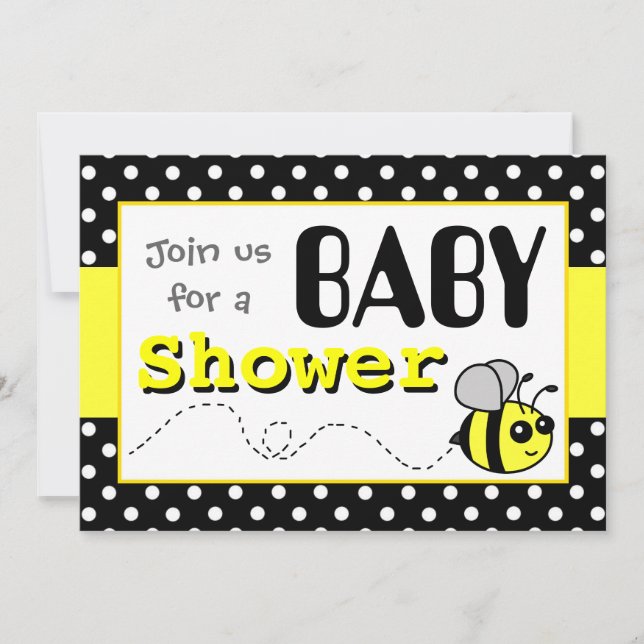 Cute Bumble Bee Yellow and Black Baby Shower Invitation (Front)