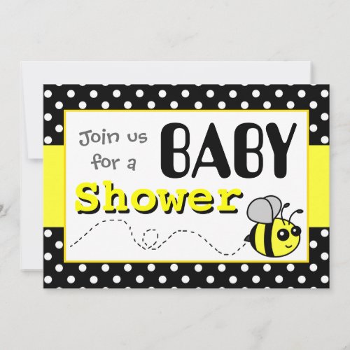 Cute Bumble Bee Yellow and Black Baby Shower Invitation