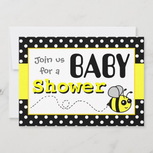 Cute Bumble Bee Yellow and Black Baby Shower Personalized Announcements
