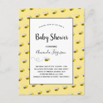 Cute bumble bee yellow baby shower postcard