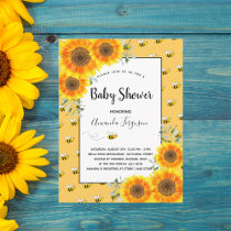 Cute bumble bee yellow sunflowers baby shower postcard