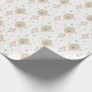 Cute Bumble Bees and flowers Wrapping Paper