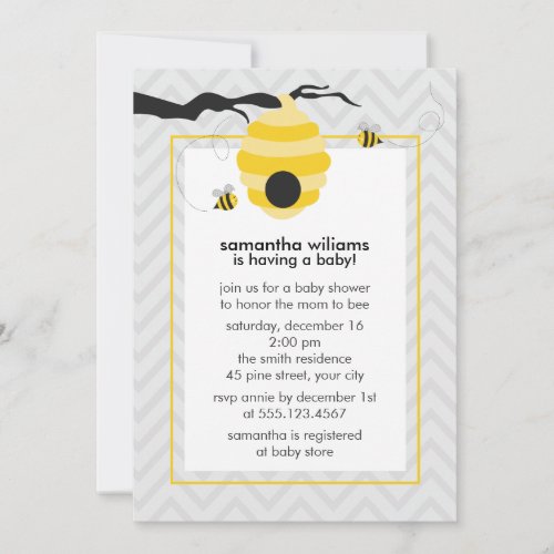 Cute Bumble Bees Baby Shower Invitation