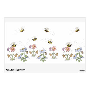 Cute Bumble Bees Flower Country Wall Decal