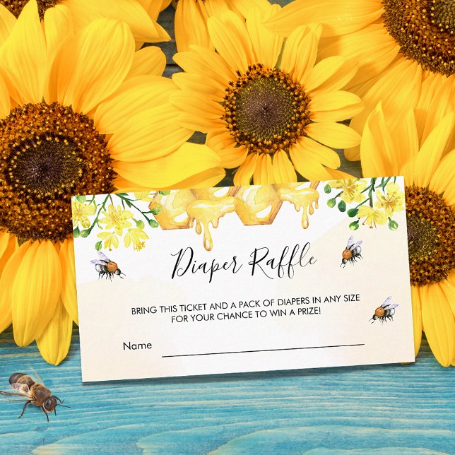 Cute bumble bees honey floral diaper raffle ticket enclosure card (Creator Uploaded)