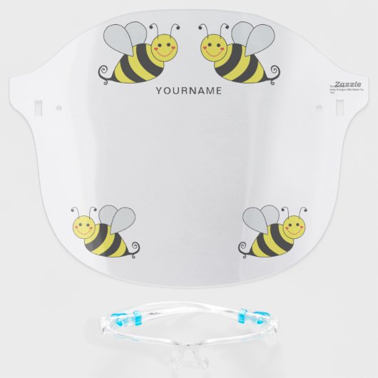 Cute Bumble Bees Personalized Face Shield (Front w/Glasses)