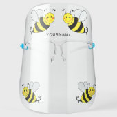 Cute Bumble Bees Personalized Name Face Shield (Front)
