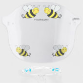 Cute Bumble Bees Personalized Name Face Shield (Front w/Glasses)