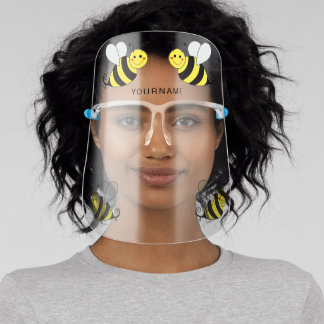 Cute Bumble Bees Personalized Name Face Shield